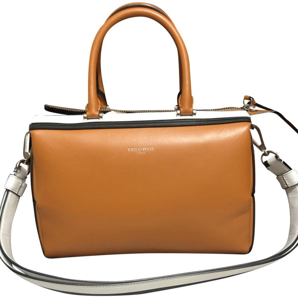 Emilio Pucci Shoulder Bag Orange Calfskin Leather